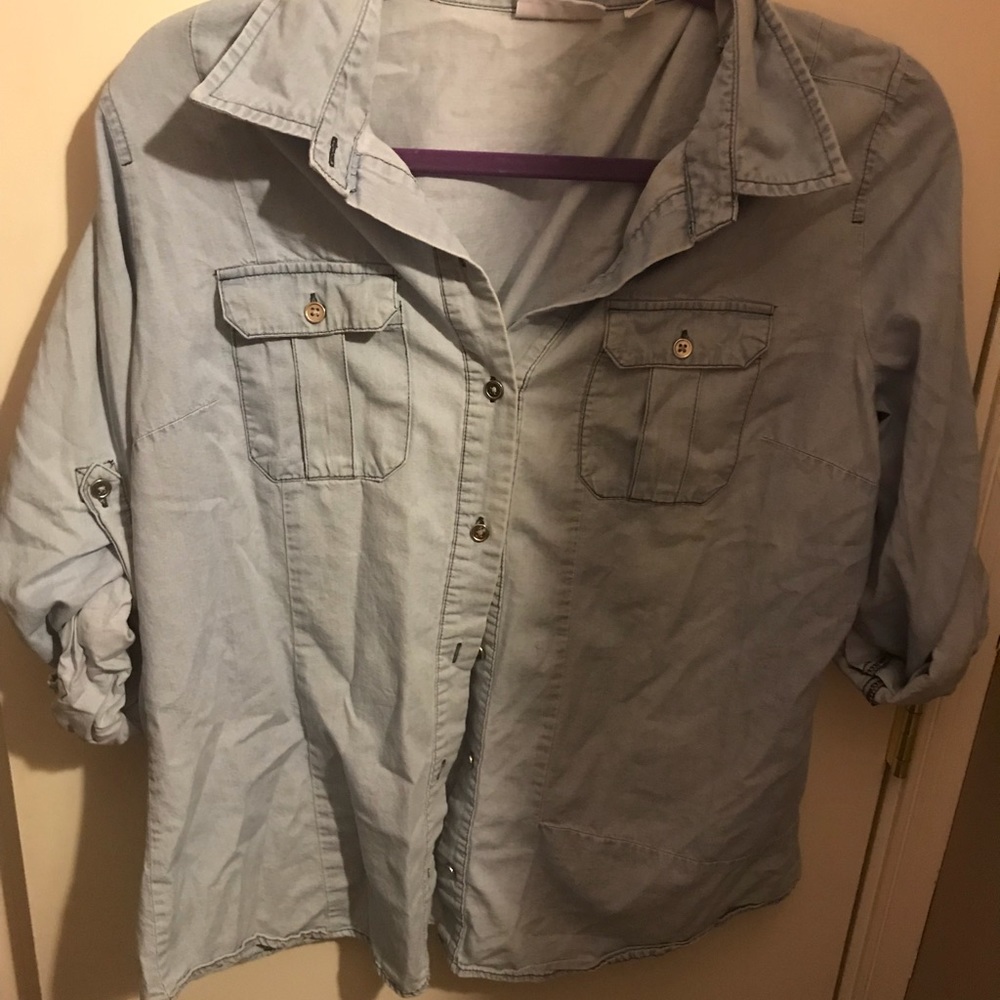 Light Blue Jean Button Up Shirt